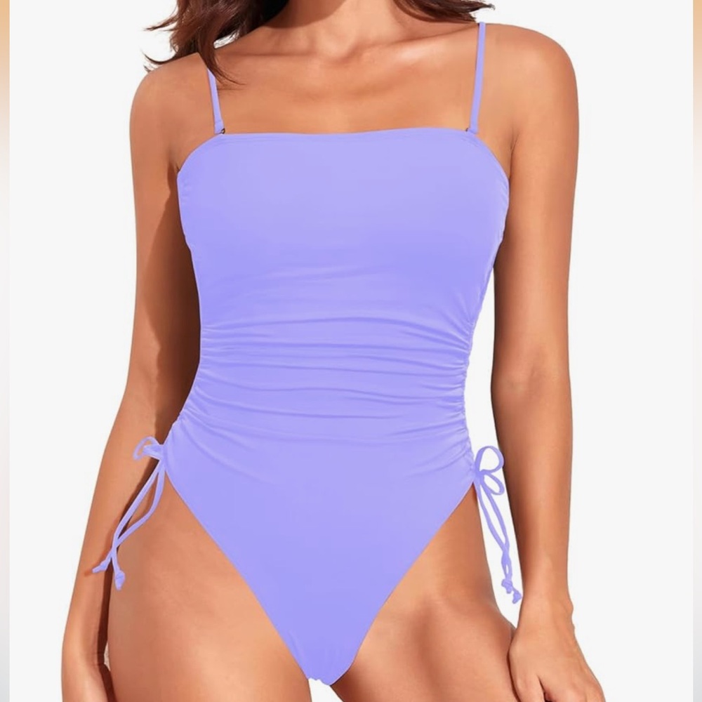 NWT Yonique Strapless One Piece Tummy Control Bandeau Bathing Suit Cheeky - Picture 4 of 7
